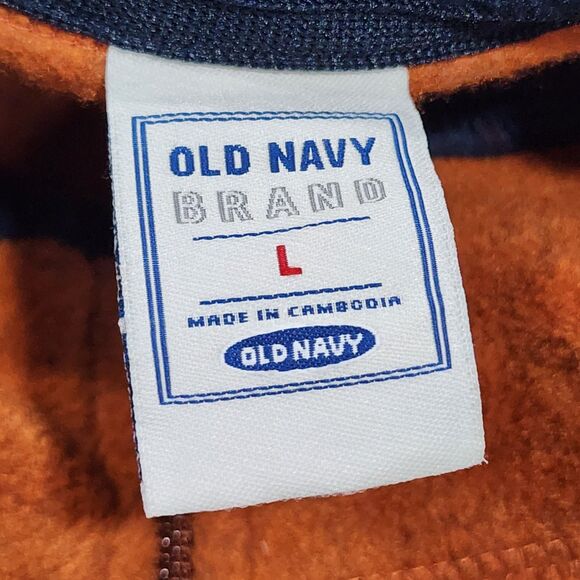 Old Navy Orange/Blue Fleece Sweaters Men's Sizes Large - Picture 6 of 7